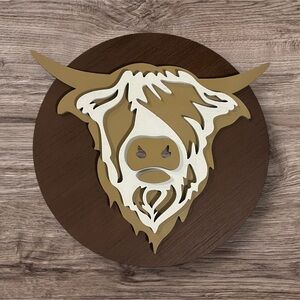 Handmade Laser Cut Highland Cow Home Decor